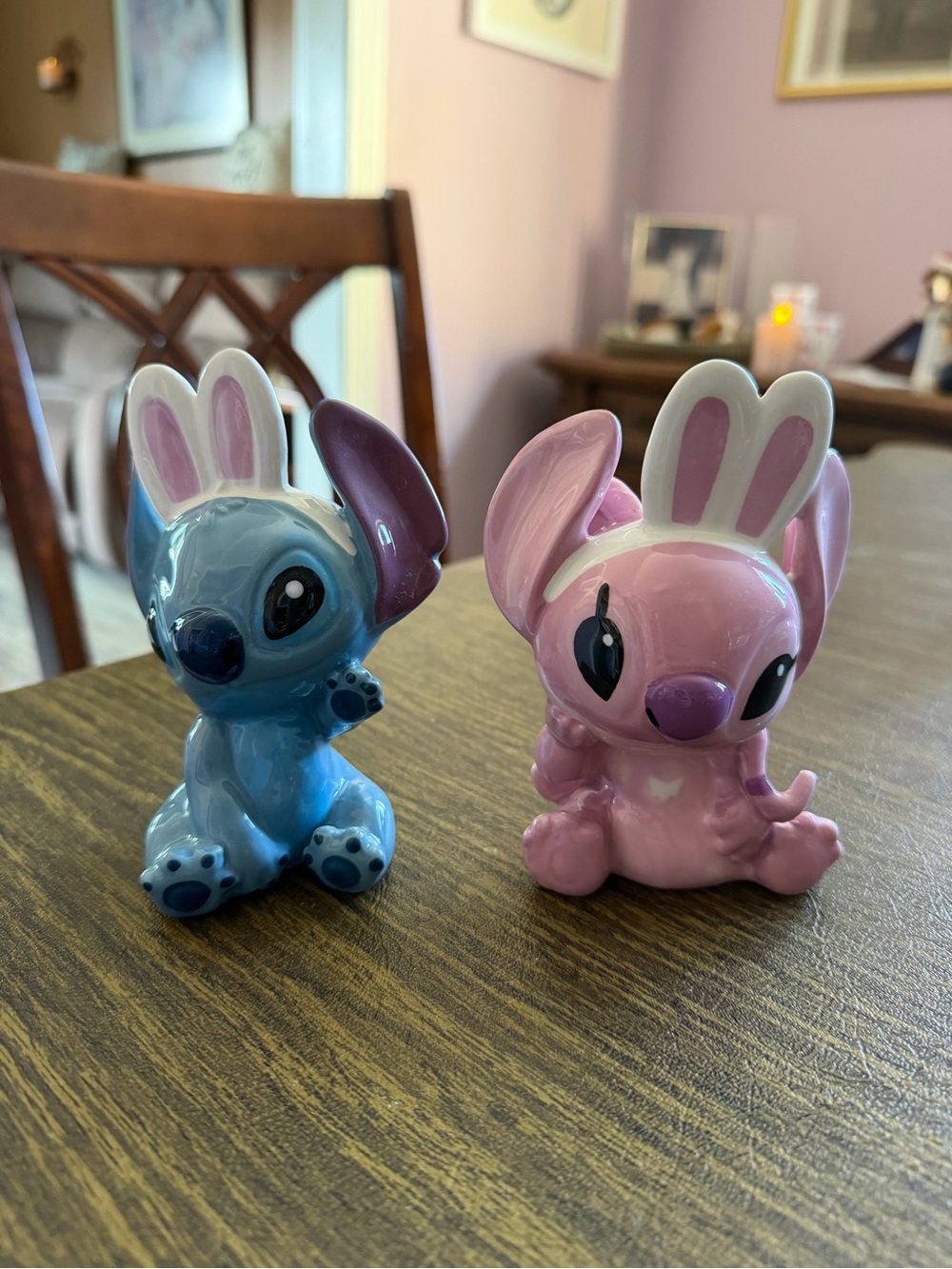 Stitch and Angel Easter Salt and Pepper Shakers NWOT